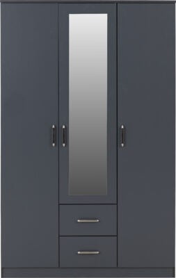 Dakota 3 Door Mirrored Wardrobe with Drawers – Large Storage
