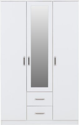 Dakota 3 Door Mirrored Wardrobe with Drawers – Large Storage