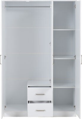 Dakota 3 Door Mirrored Wardrobe with Drawers – Large Storage