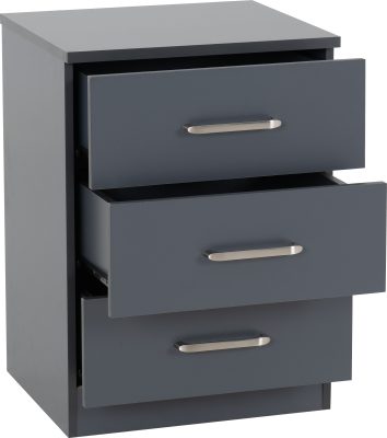 Dakota 3 Drawer Bedside Table – Compact Bedroom Storage
