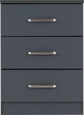 Dakota 3 Drawer Bedside Table – Compact Bedroom Storage