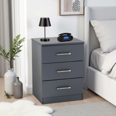 Dakota 3 Drawer Bedside Table – Compact Bedroom Storage