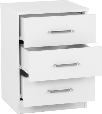 Dakota 3 Drawer Bedside Table – Compact Bedroom Storage