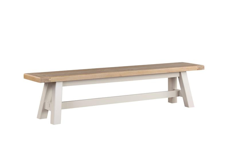Doune Refectory Extending Dining Set – Taupe with Washed Oak Tops