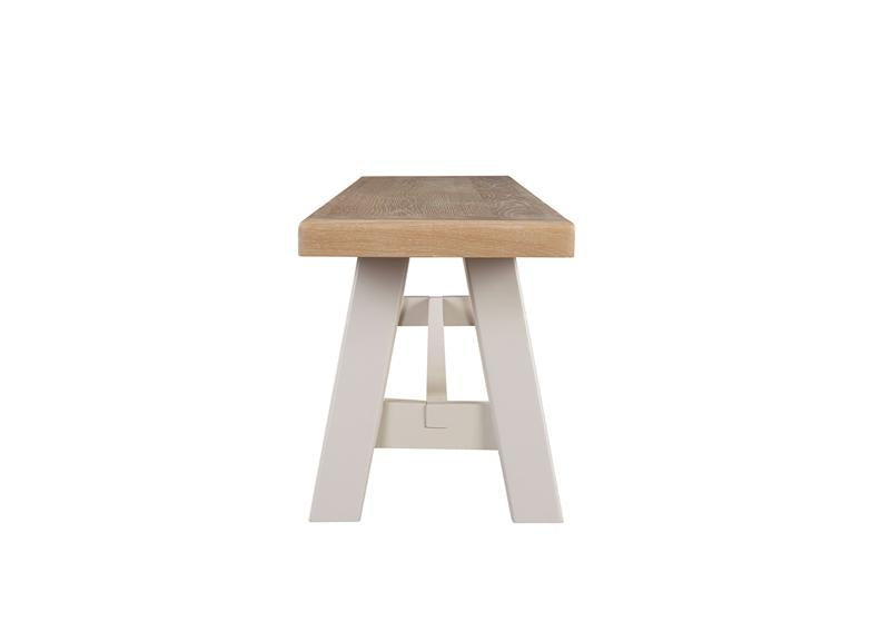 Doune Refectory Extending Dining Set – Taupe with Washed Oak Tops