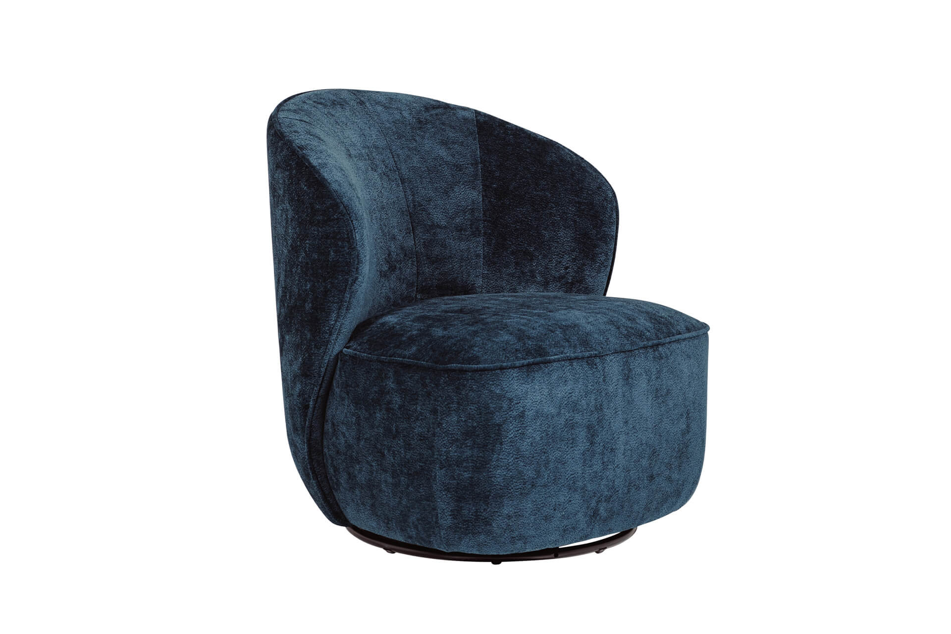 Edie Swivel Accent Chair – Blue Upholstery with Smooth Swivel Function