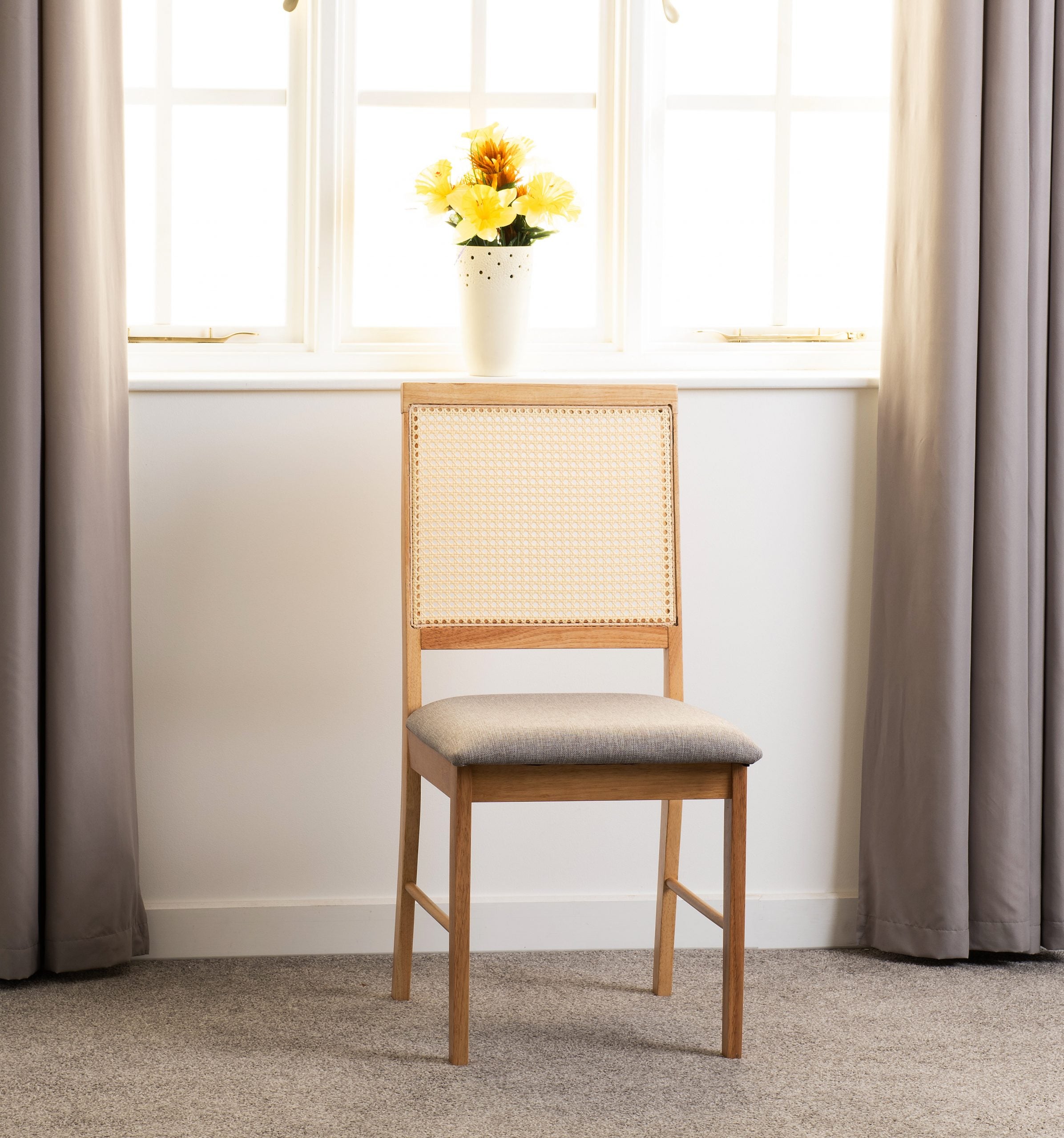Ellis Chair (Box of 2) Oak Effect/Grey Fabric