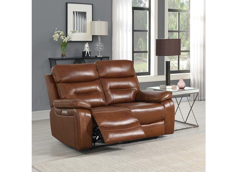 Egan Bison Saddle Leatherette Powered Reclining 2 Seat Sofa (Pre-Order)