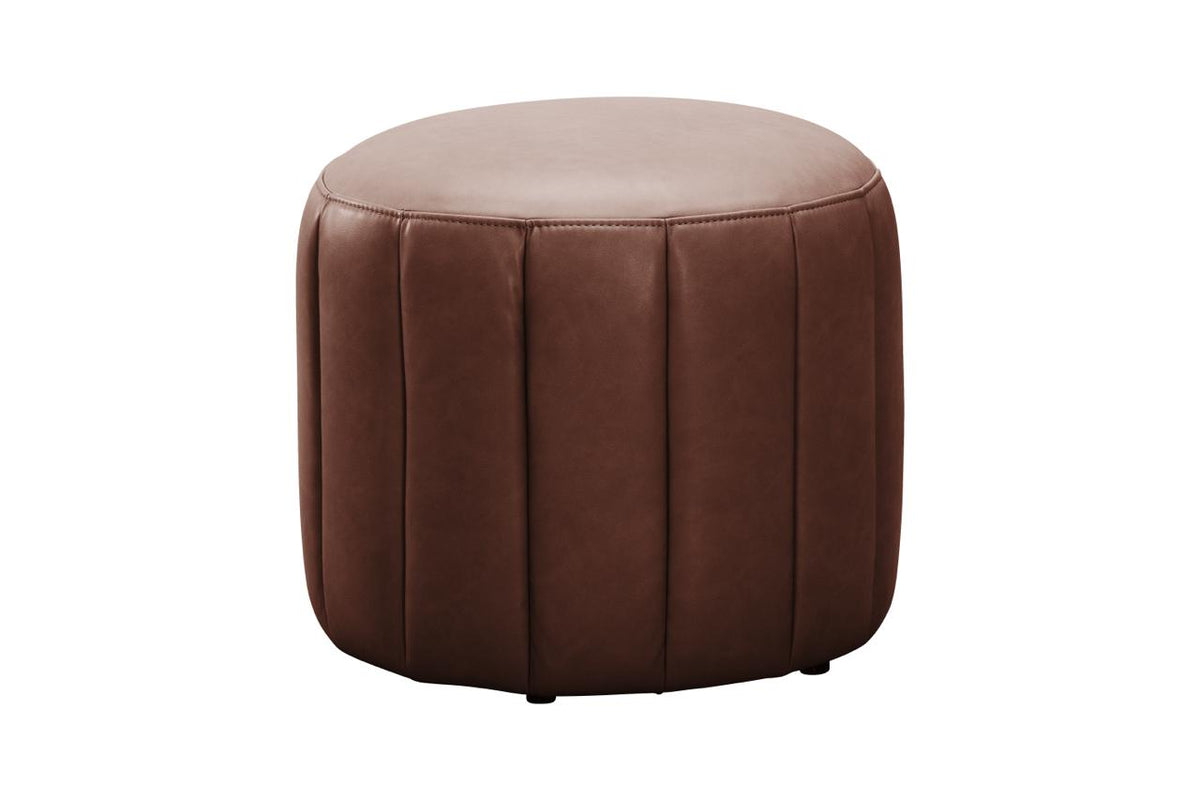 Felix Round PU Footstool Cognac