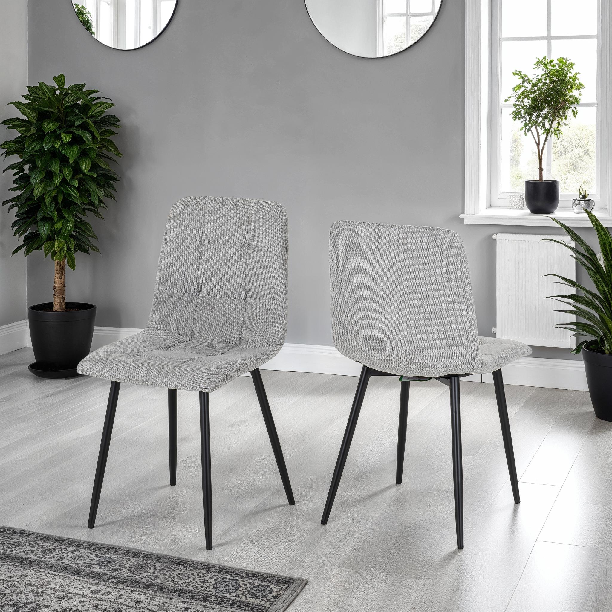 Fenton Dining Chair – Light Grey Fabric with Ergonomic Backrest (X2 PER BOX)