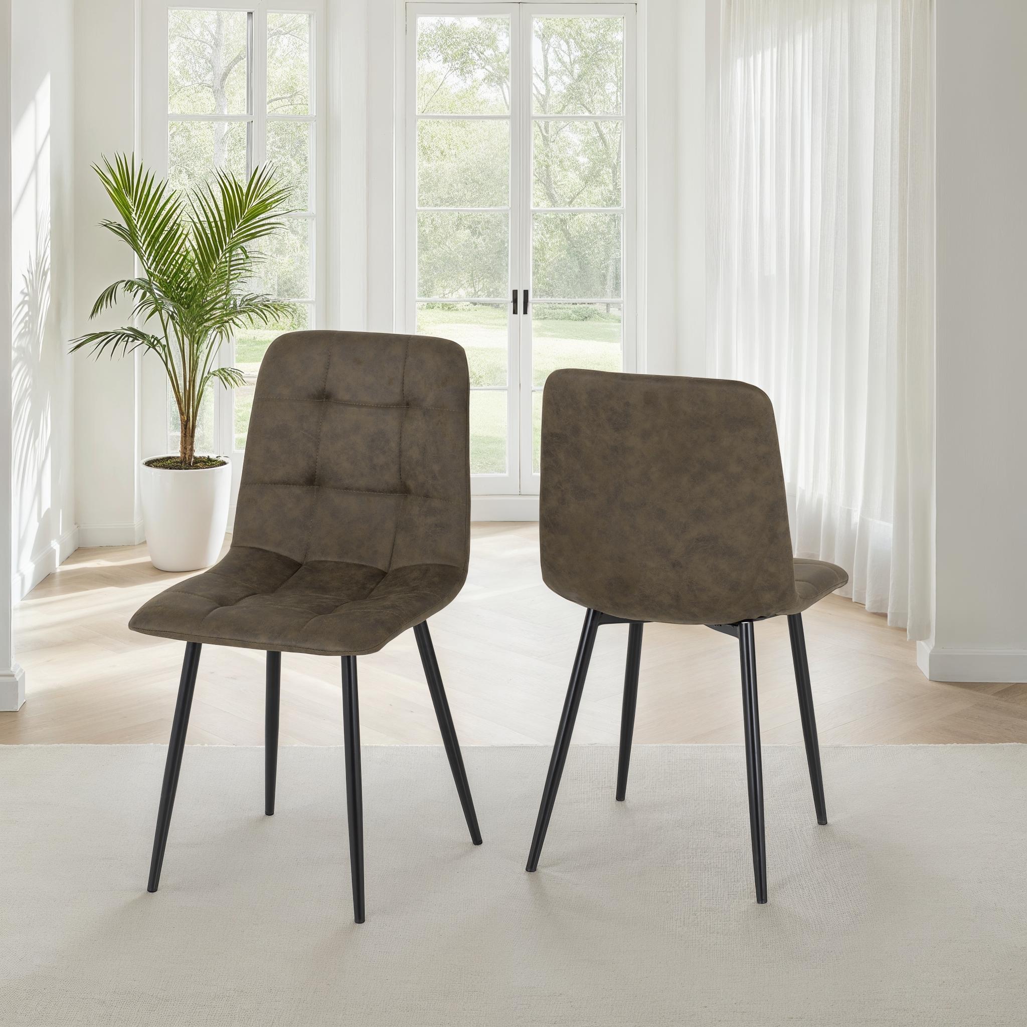 Fenton Dining Chair – Olive Green Suede with Black Metal Legs (X2 PER BOX)