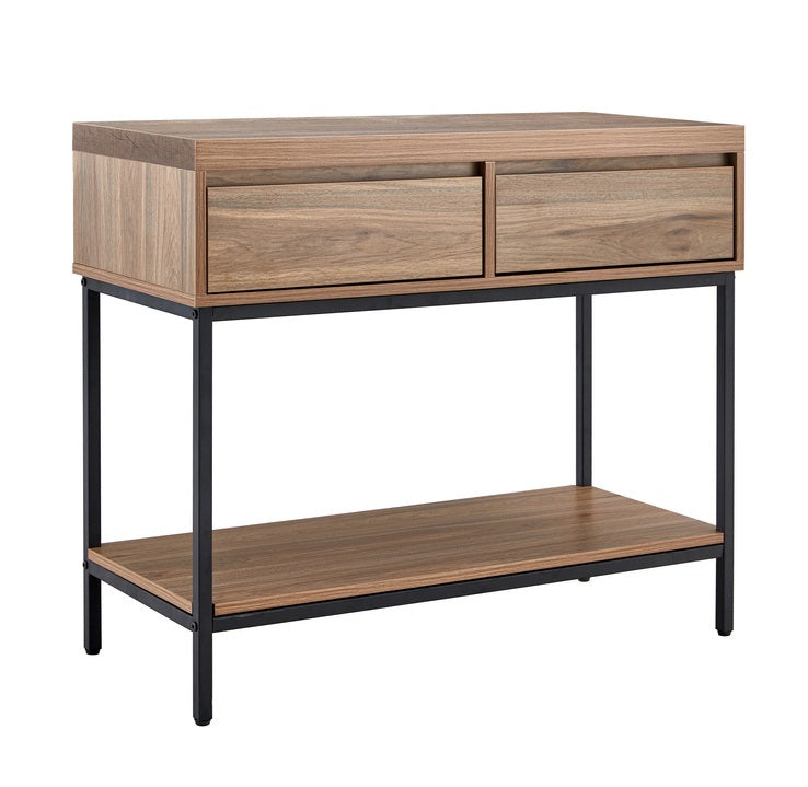 Fredrik Walnut 2 Drawer Console Table (Assembled)