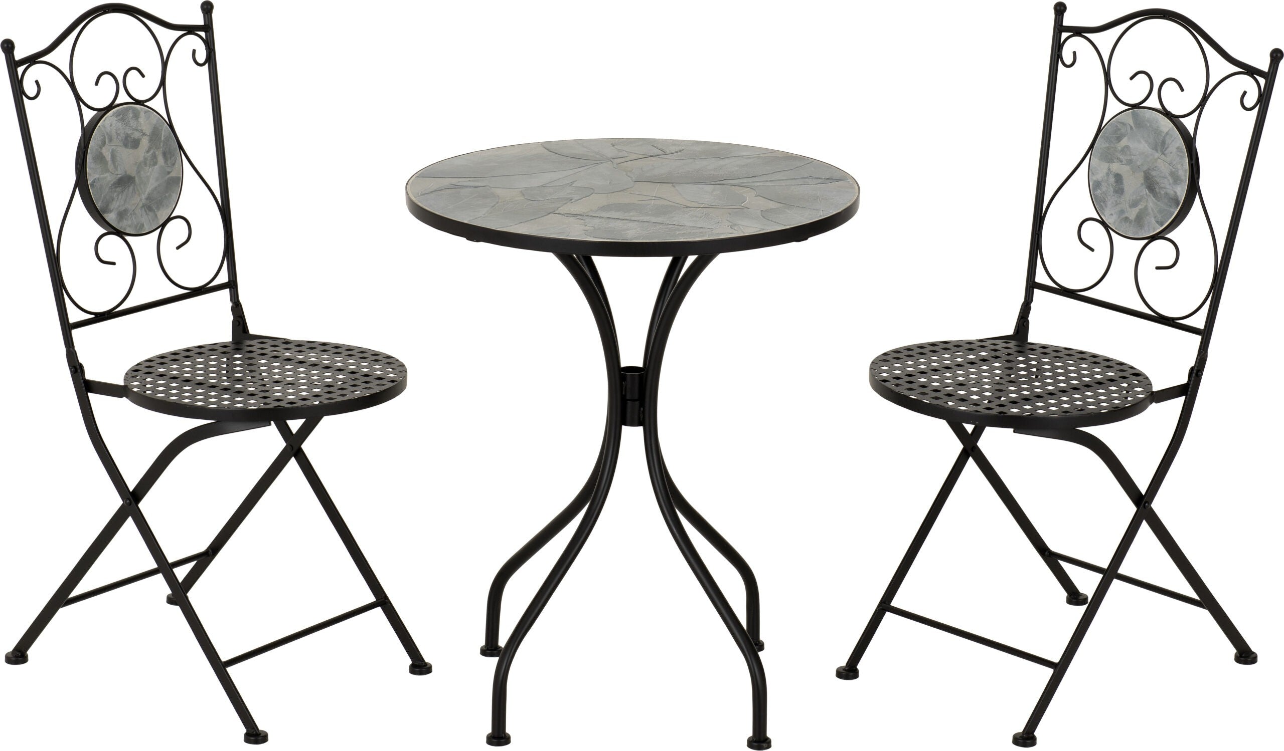 Ferne Patio Dining Set Black/Grey Leaf