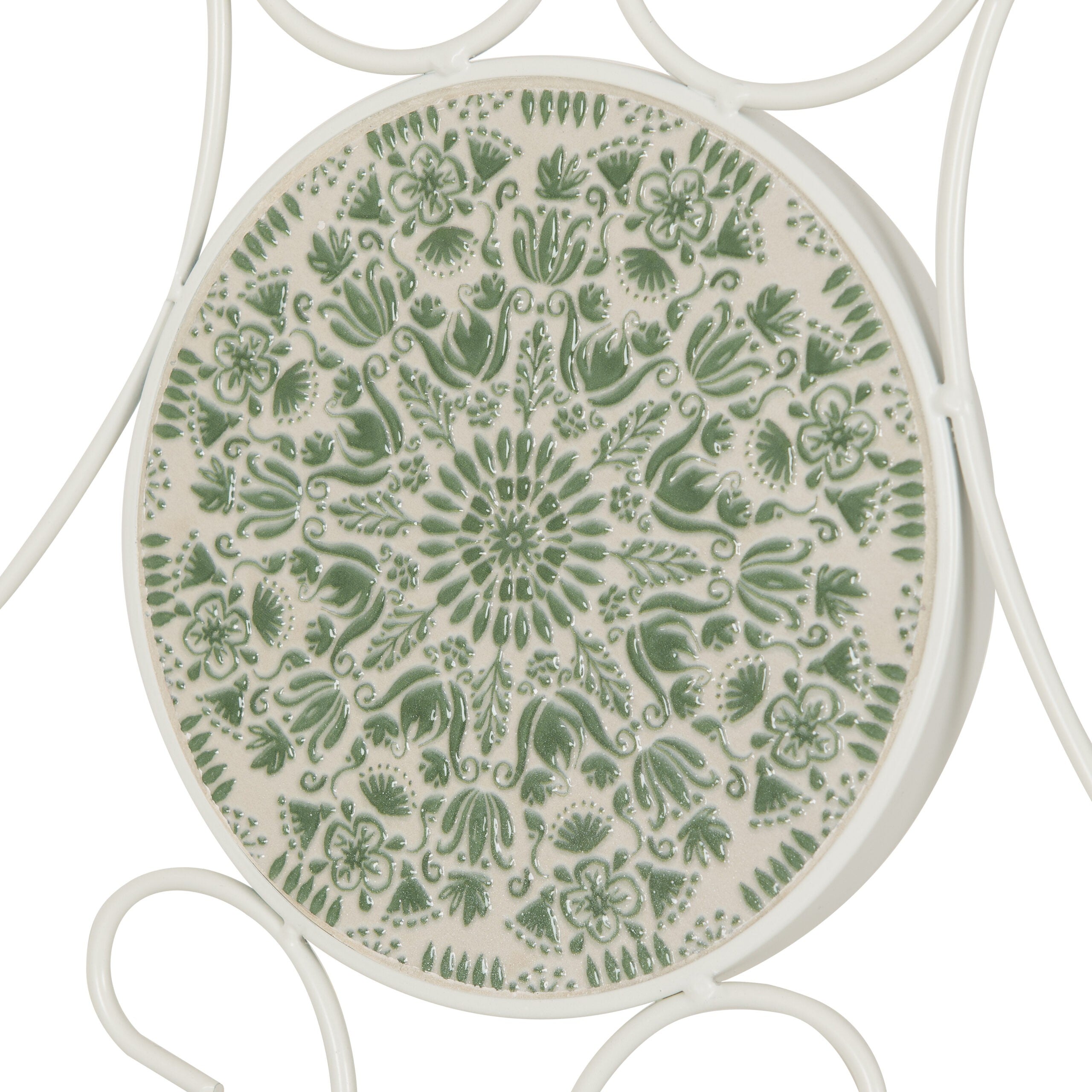 Ferne Patio Dining Set White/Green Leaf