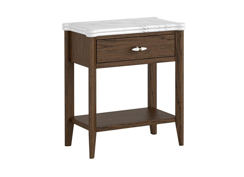 Florence Lamp Table – Dark Wood Finish | Marble top & Handles