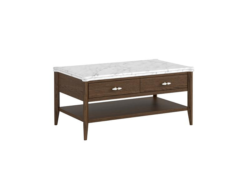 Florence Coffee Table – Dark Wood Finish | Marble Top & Handles