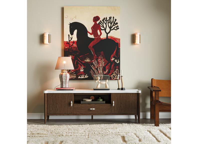 Florence 150 cm TV Stand – Dark Wood Finish | Marble Top