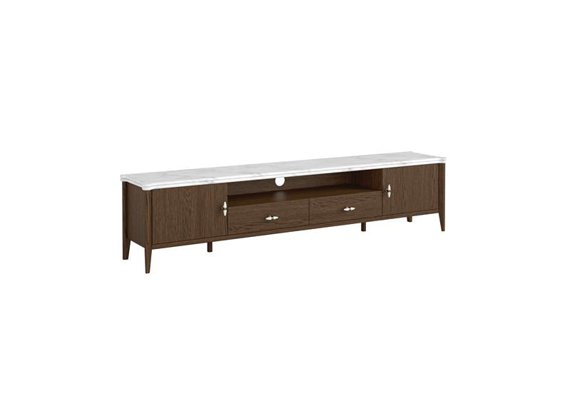 Florence 210 cm TV Stand – Dark Wood Finish | Marble Top