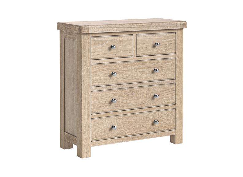Normandy 2+3 Chest Of Drawers | Bedroom Chest In A Whitewashed Finish