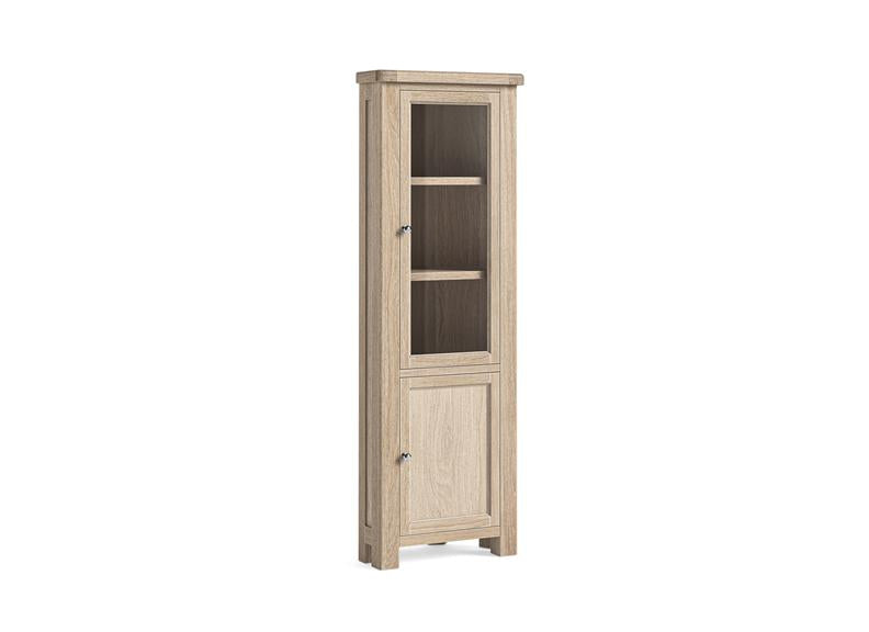 Normandy Corner Display Cabinet | Whitewashed Oak Occasional Storage