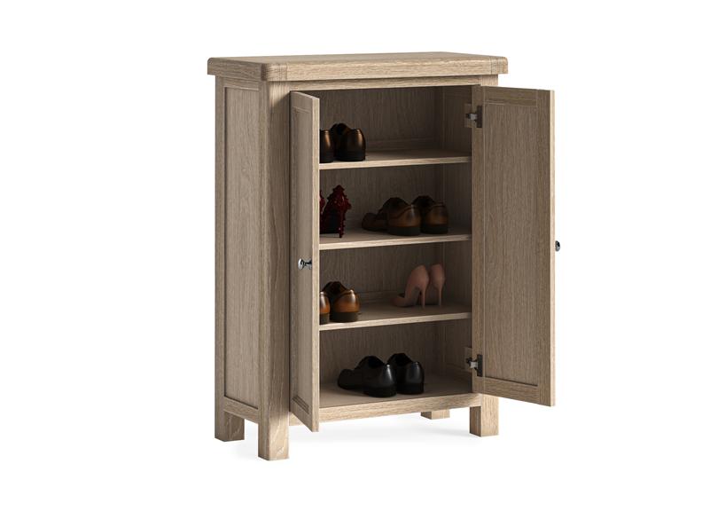 Normandy Shoe Cabinet | Whitewashed Oak Storage Cabinet