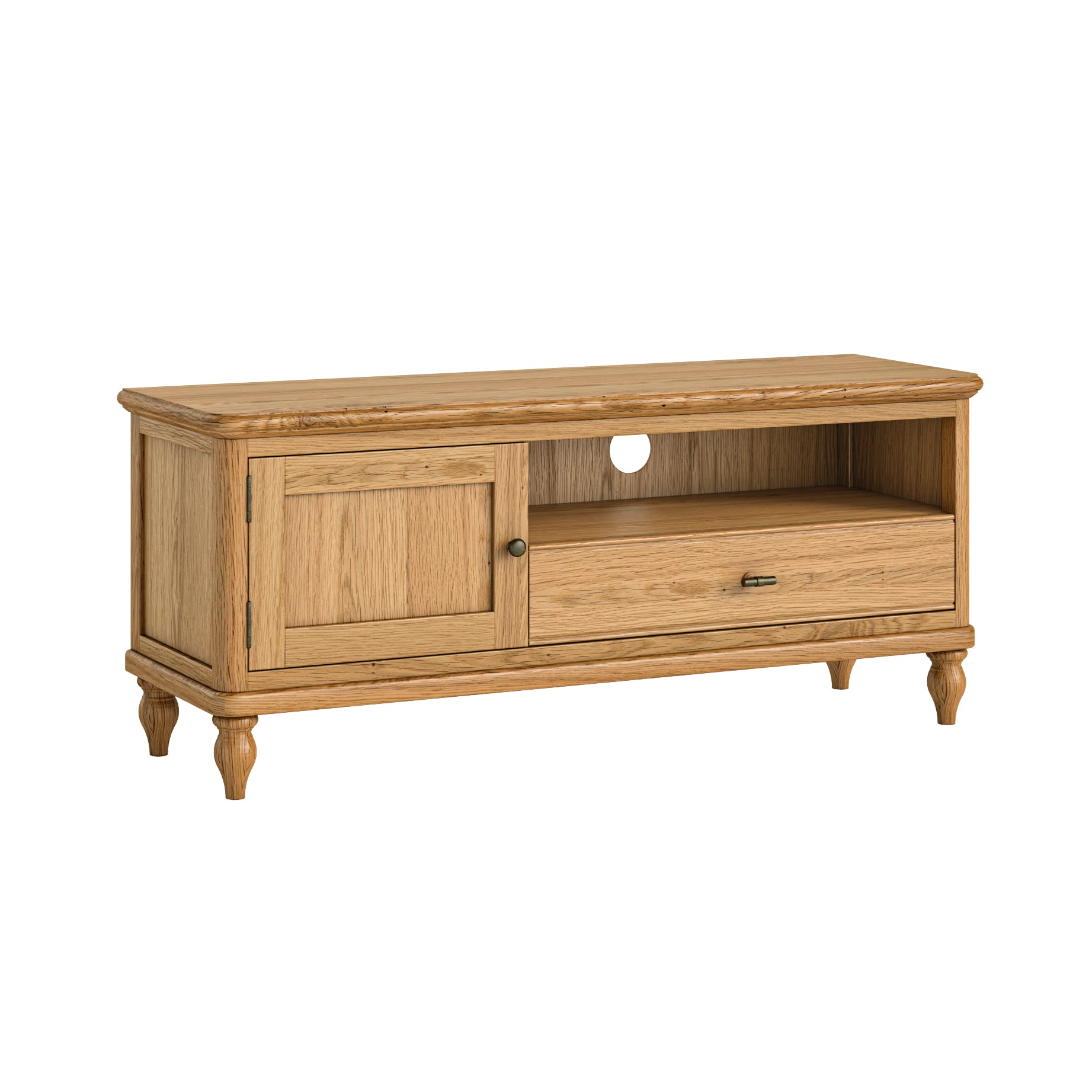 Verona 120cm TV Unit – Solid Oak and Oak Veneer Construction