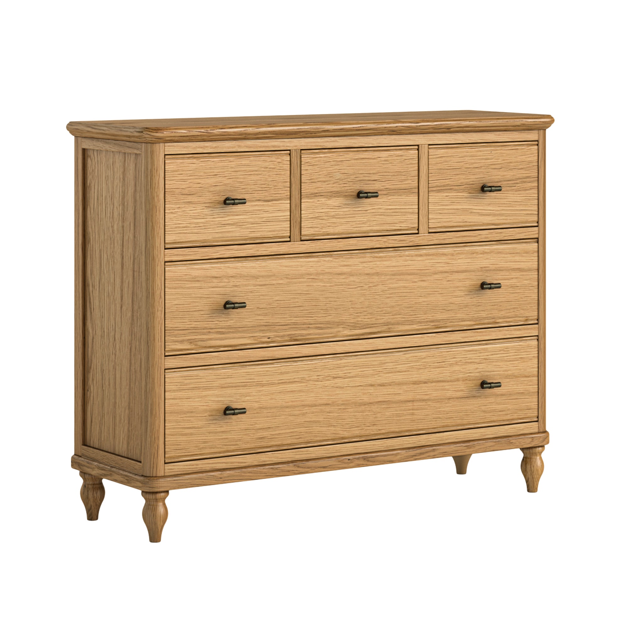 Verona 3 Over 2 Drawer Chest – Solid Oak with Warm Wax Finish
