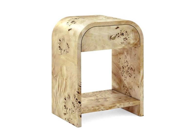 Lucca Burl Wood Lamp Table – Walnut Finish | Designer Living Room Side Table