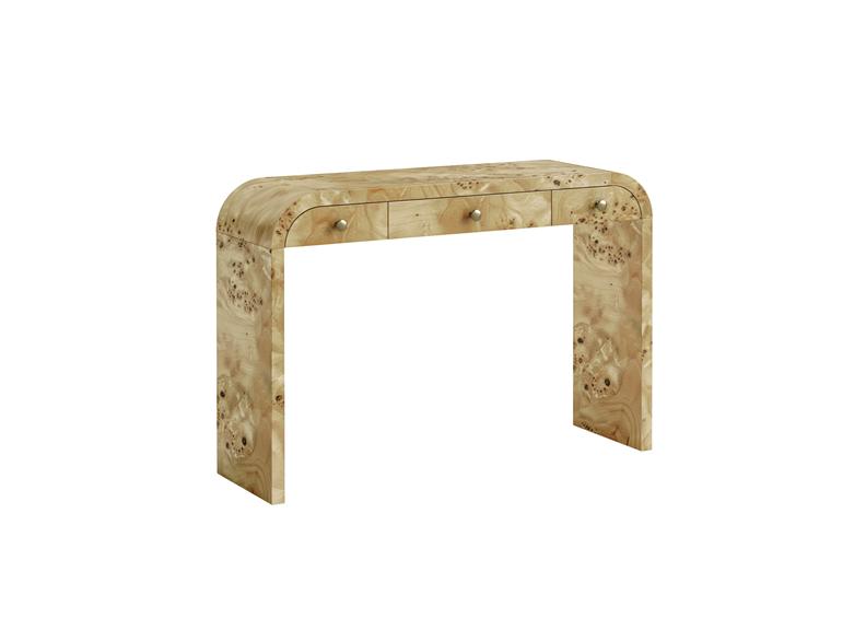 Lucca Burl Wood Console Table – Walnut Finish | Designer Living Room Or Hall Table