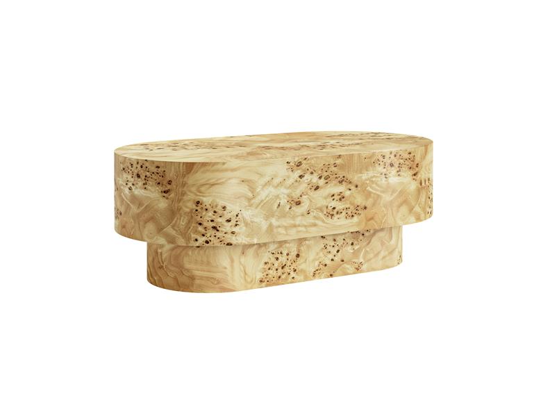Lucca Burl Wood Oval Coffee Table – Walnut Finish | Oval Designer Living Room Centre Table