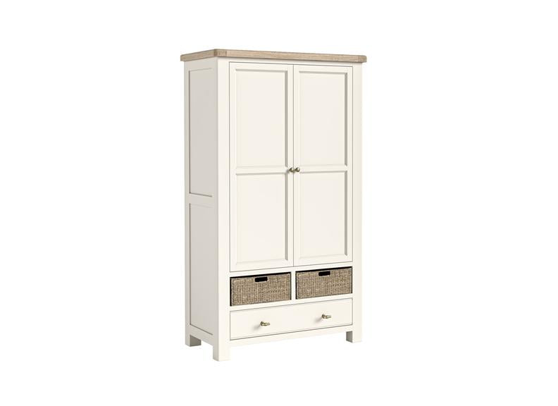 Windsor Larder Unit - Rustic Country Style Occasional Furniture With A Coconut White Frame & Oak Top –  (GLH)