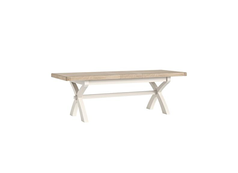 Windsor Dining Tables In Coconut White Frames & Oak Tops – Rustic Country Style Furniture (GLH)