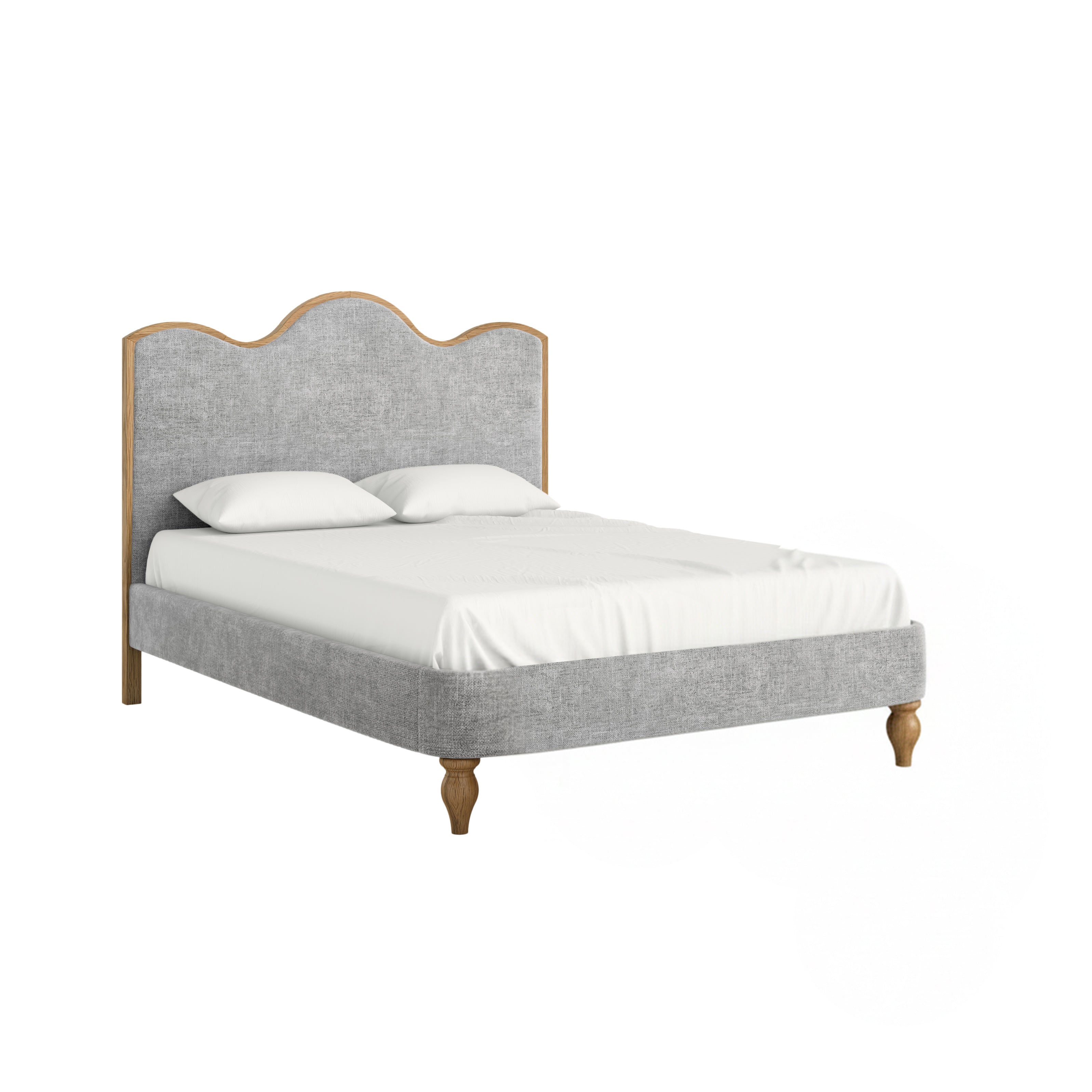 Verona 5' Upholstered Bed Frame – Grey Fabric with Curved Headboard