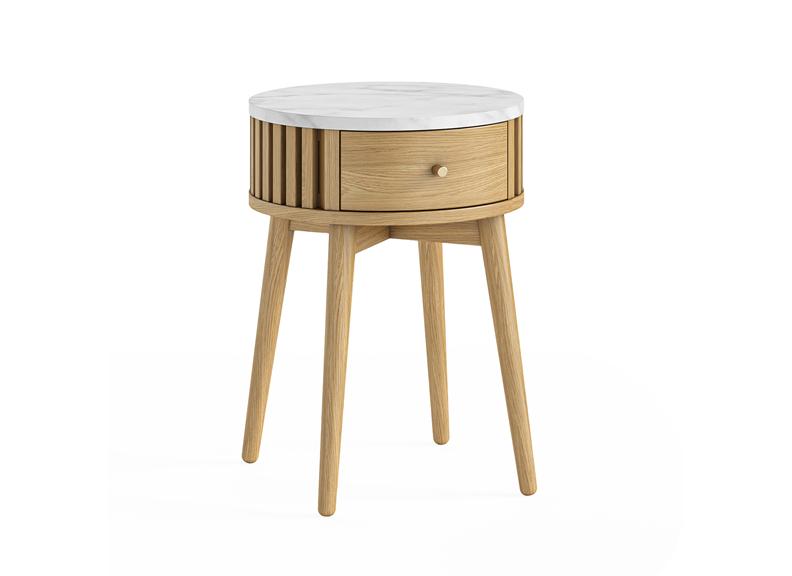 Soho Natural Round End Table | With Marble Top