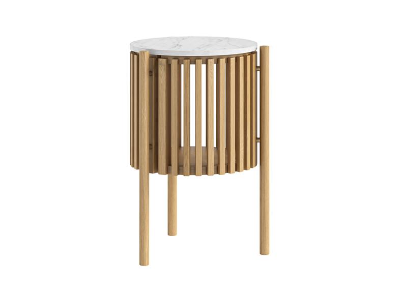 Soho Natural Wood Story End Table With Marble Top