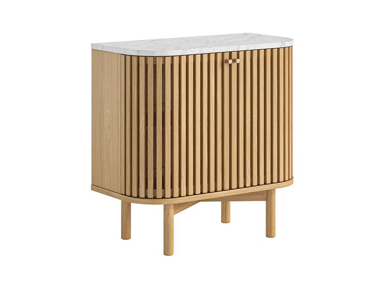 Soho Natural Wood Cupboard - Light Wood Body With Marble Top