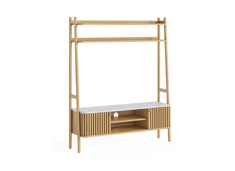 Soho Natural Wood 1.37 m Media Unit - Natural Wood Body With Marble Top