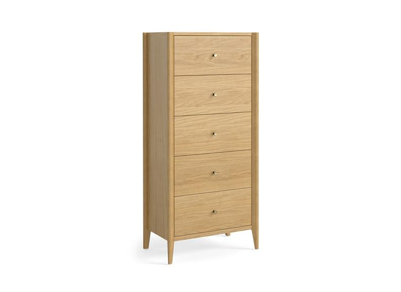 Paris Natural Five Drawer Tallboy Chest Of Drawers – Stylish Modern Bedroom Furniture