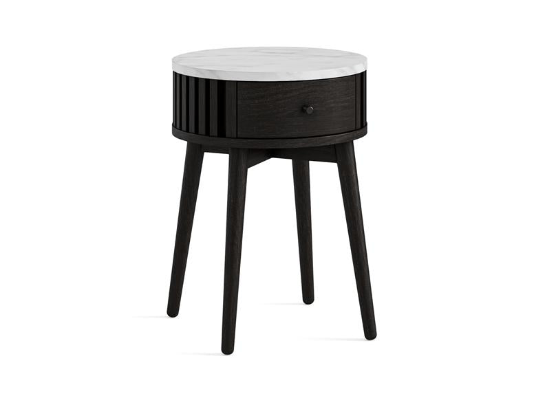 Soho Black Round End Table | With Marble Top