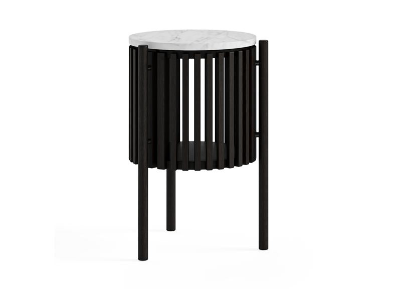 Soho Black Wood Story End Table With Marble Top