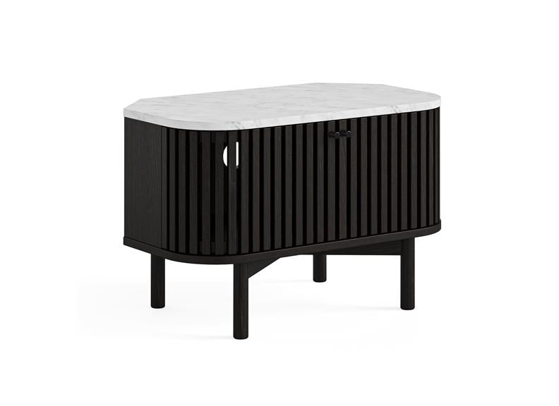 Soho Black Wood Corner TV Stand - With Marble Top