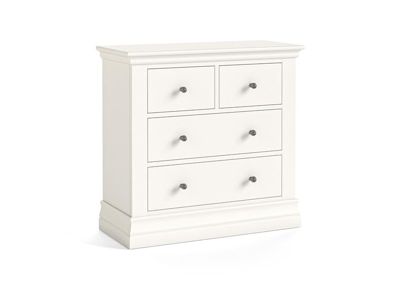 Burgundy 2+2 Chest Of Drawers – Smooth White Lacquered Bedroom Storage Unit