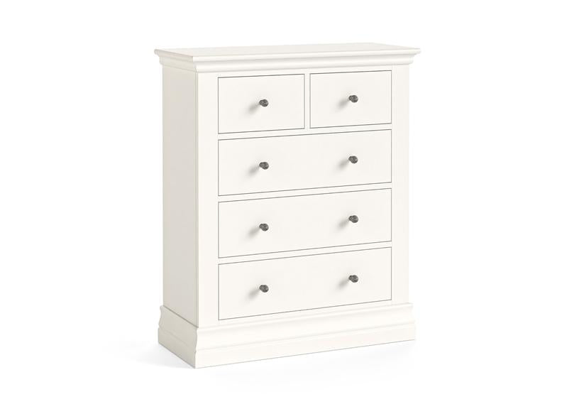 Burgundy 2+3 Chest Of Drawers – Smooth White Lacquered Bedroom Storage Unit