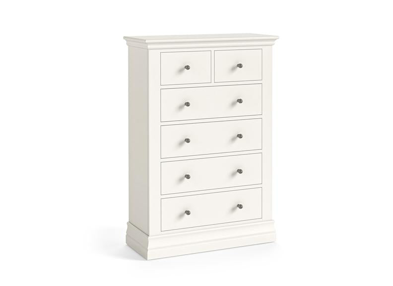 Burgundy 2+4 Chest Of Drawers – Smooth White Lacquered Bedroom Storage Unit