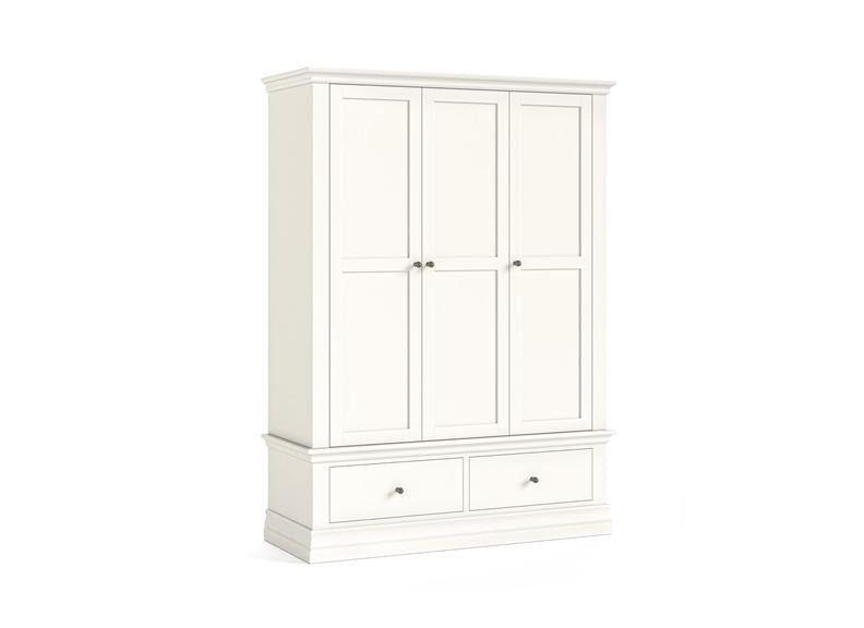 Burgundy Triple Wardrobe – Smooth White Lacquered Bedroom Storage