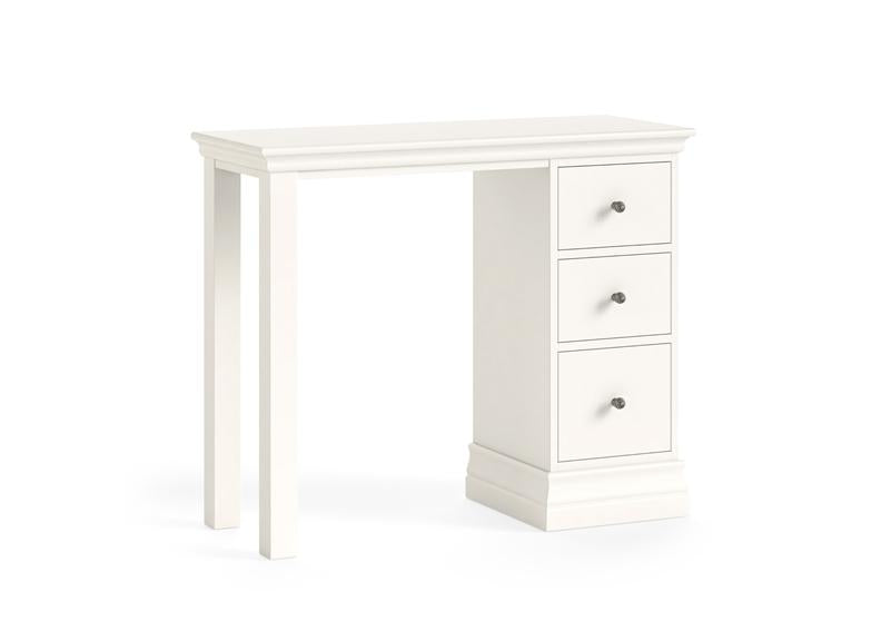 Burgundy Single Pedestal Dressing Table – Smooth White Lacquered Vanity Table