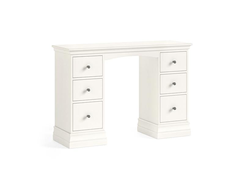 Burgundy Double Pedestal Dressing Table – Smooth White Lacquered Vanity Table