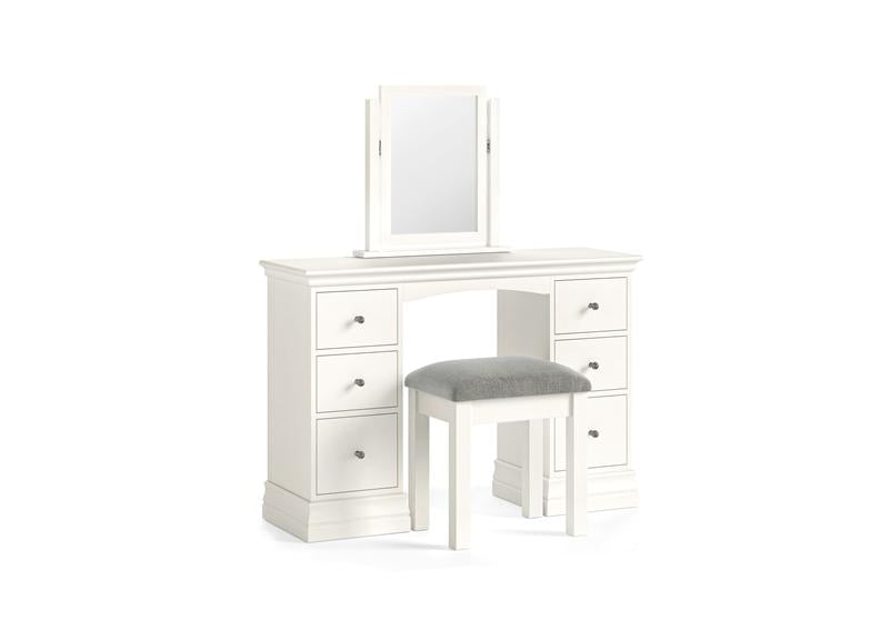 Burgundy Double Pedestal Dressing Table – Smooth White Lacquered Vanity Table