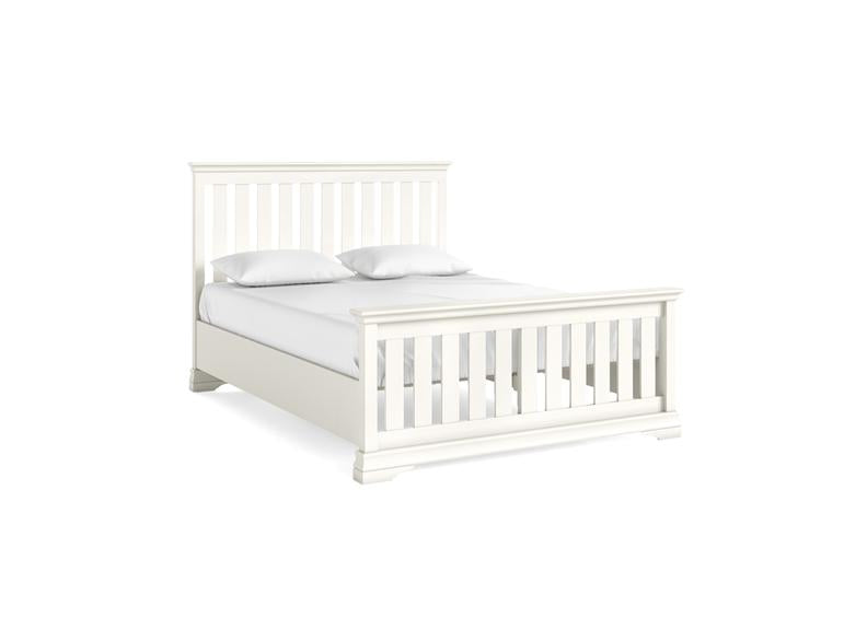 Burgundy Bedframe – Smooth White Lacquered Bed With Low Foot End