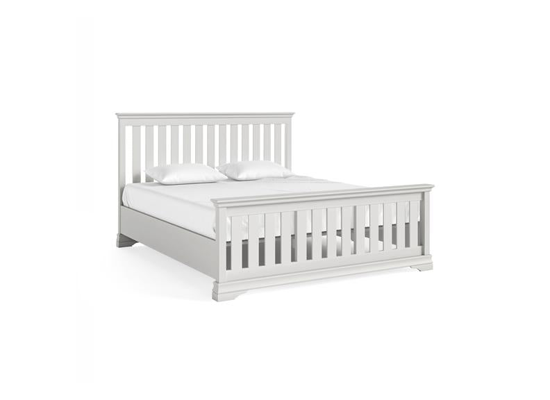 Burgundy Bedframe – Cool Light Grey Lacquered Bed With Low Foot End